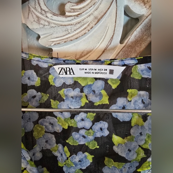 Zara Women’s Floral Print Ruched Details Long Sleeve Mini Dress M - Picture 4 of 8